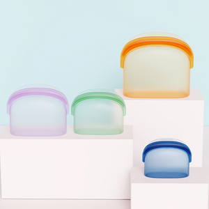 Lot de 4 sacs en silicone personnalisés pour aliments, écologiques, lavables, réutilisables, de qualité alimentaire, pour congélateur - Product Image 5