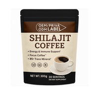 Poudre de café instantané au Shilajit de l'Himalaya en gros, marque privée OEM/ODM, avec acide fulvique, goût neutre, 300g, 85%