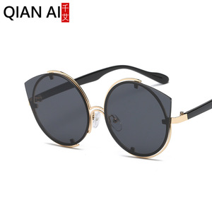 Gafas de Sol Redondas para Mujer Qianai, Color Plateado, 100% Protección UV, Estilo Urbano, para Salidas y Fiestas - Product Image 1