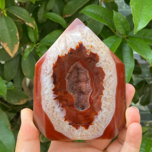 Gran oferta de Fanshi, torre de cornalina Natural, cristal pulido, Ágata roja, Sardonyx, piedras preciosas planas, Equilibrio Energético, decoración curativa - Product Image 4