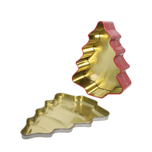 Christmas Tree Shaped <b>Tin</b> Storage Can with Merry Christmas Design for Holiday Gift Candy & Cookie Packaging - Product Image 3