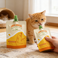Pochette alimentaire avec bec verseur et bouchon torsadé, sac compressible imprimé sur mesure pour friandises léchables pour chats et chiens, purée, liquide, emballage d'aliments pour animaux de compagnie