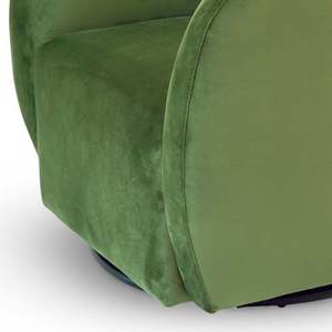 Fauteuil pivotant moderne Renee - Velours vert, portable et durable pour salon, chambre et salle à manger - Product Image 4