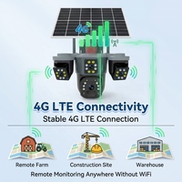 Caméra solaire Wistino AOV 4G LTE à 3 objectifs avec liaison, enregistrement continu 24/7, surveillance sur 3 écrans, suivi humanoïde par IA, caméra de vidéosurveillance