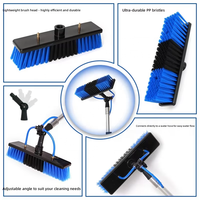 Kit de perche télescopique en alliage d'aluminium alimentée en eau avec brosse PBT, ensemble d'outils réglables pour le nettoyage des panneaux solaires et des fenêtres