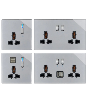 86 treo tường thiết lập lại chuyển đổi ánh sáng ổ cắm Tempered Glass Trắng grey vàng đen 146 đôi 13auniversal điện USB 2 way250v anh - Product Image 6