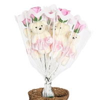 Bunga Mawar Sabun Buatan Romantis Dengan Boneka Beruang Lucu, Buket Bunga Hadiah Ulang Tahun Beraroma, Hadiah Natal Hari Valentine