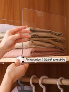 Separadores de Acrílico Transparente para Estantes de Gabinetes, Organizador de Plástico para Ropa, Bolsos y Estantes de Madera - Separadores de Almacenamiento Multiusos - Product Image 4