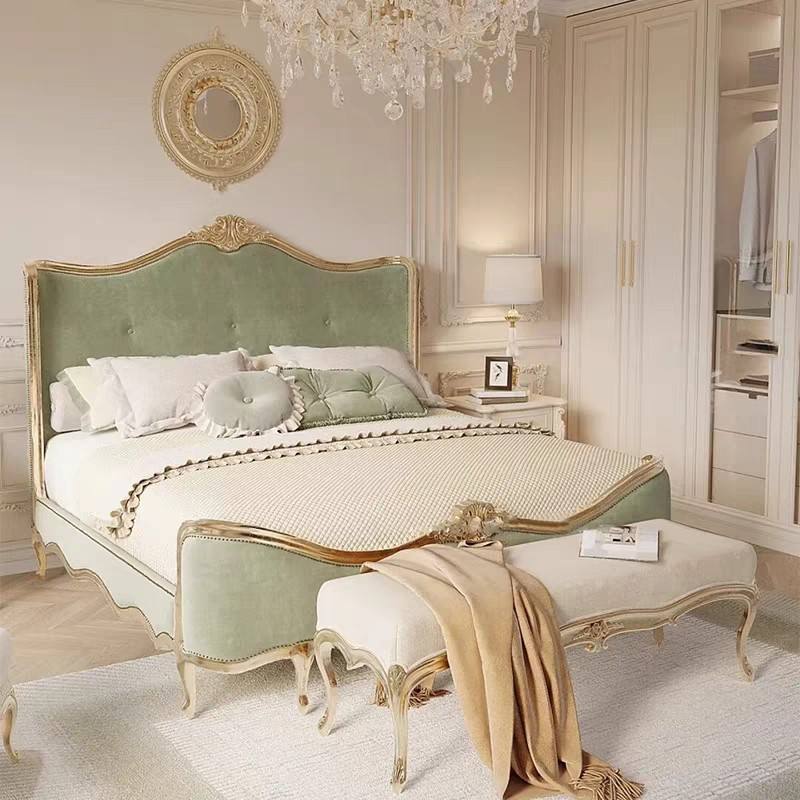 French Solid Wood Double Bed American Light Luxury High-End Bedroom ...