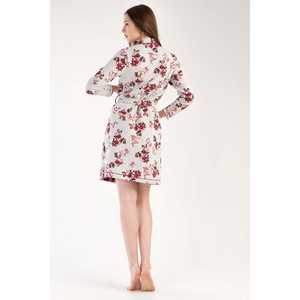 Robe courte matelassée à col châle et manches longues pour femme – Vêtement de nuit confortable - Product Image 1