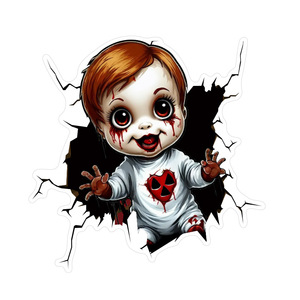 Ripped, scary, waterproof, trendy Halloween-themed transparent PVC vinyl rear window car decal - Product Image 1
