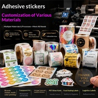 Étiquettes adhésives personnalisées imperméables transparentes en rouleau, autocollants pour bouteilles en papier couché imprimé, impression carrée, logo personnalisé