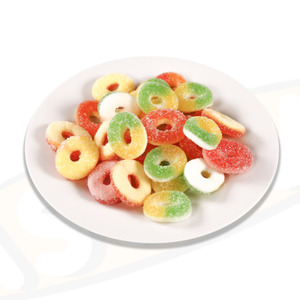 Sour <strong>Sugar</strong> Coated Fruit Apple Strawberry Peach Pineapple Rings Gummy <strong>Candy</strong> Bonbon - Product Image 3