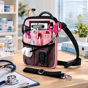 Custom <b>Nurse</b> Waist Pouch Organizer with Medical Gear Pockets and Tape Holder for Emergency Supplies Pink Fanny Pack - Product Image 1