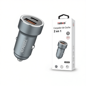Cargador de coche Temco 2 en 1 con puerto USB dual para dispositivos móviles Jqp302 - Product Image 1