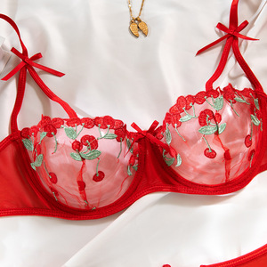 <b>Sexy</b> Ultra Thin Red Floral Embroidery Underwear <b>Set</b> NewPush up Two Pieces Lingerie <b>Sets</b> for Woman - Product Image 4