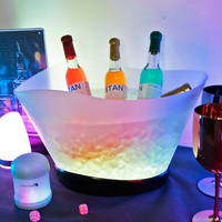 Seau à glace semi-transparent pour vins de champagne spiritueux pour club Seau à glace à led pour 12 bouteilles de bière