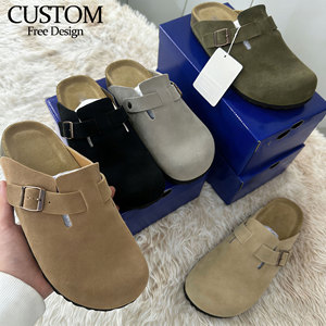 Unisex Mules Clogs Soft Cork Foot Bed Arch Support Breathable Leather Upper <strong>Slip</strong> <strong>on</strong> Casual Footwear - Product Image 1