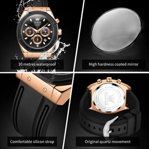   Reloj de Pulsera de Lujo Personalizado 9911 OEM para Hombre, Correa de Goma, Multifuncional, Cronógrafo, Resistente al Agua, Reloj de Cuarzo - Product Image 5