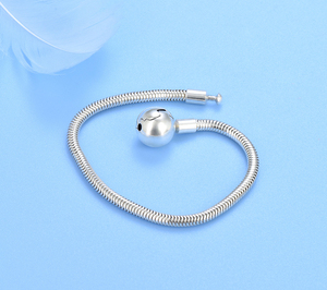 Factory Wholesale S925 Sterling Silver Zircon Rhodium Plated Trendy Simple Snake Bone <b>Charm</b> <b>Bracelet</b> Women <b>Beaded</b> Jewelry DIY - Product Image 4