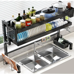 Hợp Thời Trang Mở Rộng Bồn Rửa Nhà Bếp Giá 2-Tầng Món Ăn Khô Trạm Với Đồ Dùng Móc Hiện Đại Nhà Bếp Phụ Kiện - Product Image 1