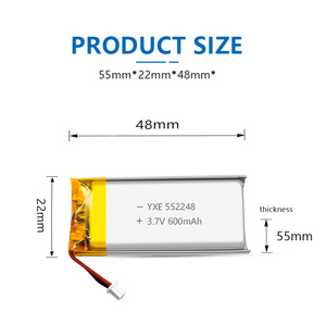 Oem/odm 3.7v/600mah 552248 נטענת מטען ליתיום פולימר גודל קטן ביצועים גבוהים - Product Image 3