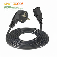 Câble d'alimentation certifié VDE 1,8 m EU Schuko CEE7/7 vers IEC C13 H05VV-F 3x0,75mm² 16A 250V pour moniteur PC et appareils électroménagers - HENG-WELL