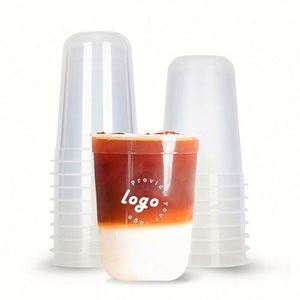 Offre Spéciale – Gobelets jetables en plastique PP Huitianchen 90 mm 12-24 oz en forme de U, transparents, imprimés sérigraphiés pour thé au lait Boba, camping - Product Image 3