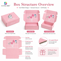 Boîte d'emballage cadeau personnalisée pour enfants, boîte à courrier en carton ondulé rose avec logo pour les accessoires de boutique, les vêtements et les marques de commerce électronique