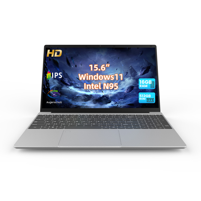 New Hot Sale 15.6 Inch Intel N95 Slim Laptop 16GB DDR4 RAM 512GB SSD 1TB Windows 11 Backlit Keyboard for Student Study Laptops