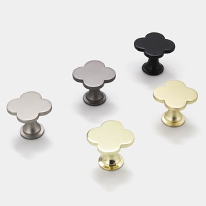 Poignée de tirage simple à un trou, motif trèfle à quatre feuilles, en alliage de zinc coloré, moderne, pour chambres, tiroirs de cuisine, armoires et placards, 25 mm - Product Image 3