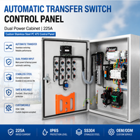 Panneau de commande ATS en acier inoxydable personnalisé, commutateur de transfert automatique, armoire à double alimentation 225A