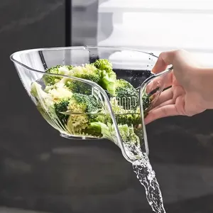 Nouveau <span class=keywords><strong>panier</strong></span> égouttoir multifonctionnel créatif de haute qualité pour cuisine, plateau de rangement transparent pour <span class=keywords><strong>fruits</strong></span>, <span class=keywords><strong>panier</strong></span> de drainage en PET - Product Image 2
