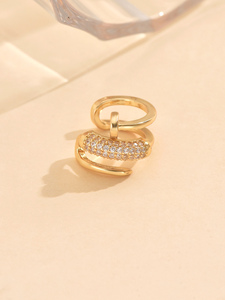 Pendientes de aro de moda con diseño geométrico de perlas de cobre de circón Simple para mujer, Material principal, idea de regalo elegante de latón - Product Image 6