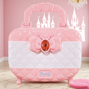 Kit per il trucco di finzione del gioco dei bambini di plastica spazzola di bellezza specchio e Set cosmetico lavabile vestito da principessa borsa per bambine - Product Image 5