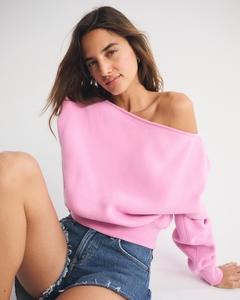 LEDUO 2026 Autumn and Spring Fashion Cozy Off Shoulder Solid Color Women Sweatshirt - Product Image 1