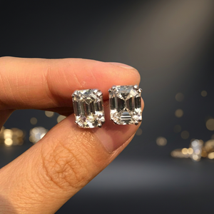 Pendientes Clásicos de Plata de Ley 925 con Diamantes de Corte Esmeralda y Moissanita de 1.70 TCW, Chapados en Oro/Plata, para Aniversario - Product Image 3