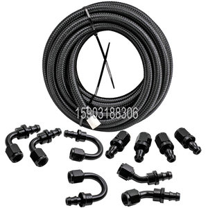 AN4 an6 an8 AN10 AN12 AN16 Đen nylon bện truyền dẫn Máy bơm nước Hose dầu động cơ Cooler dòng nhiên liệu với nhôm phụ kiện - Product Image 4