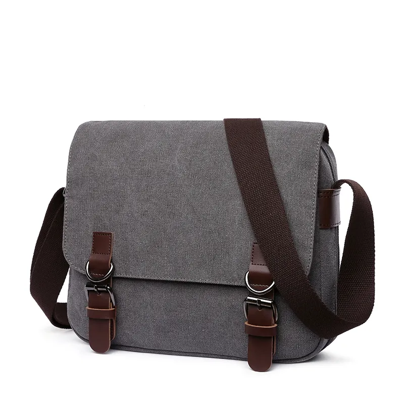 Hot selling solid color fashion shoulder strap adjustable men's one-shoulder canvas bag small capacity messenger bag