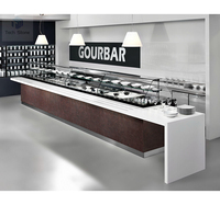 Comptoir de bar en pierre artificielle en forme de demi-lune magnifiquement courbé, design contemporain, écologique, taille personnalisable, hôpital