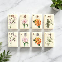 Jeu de Mahjong américain en acrylique ivoire, 160 tuiles à motifs thématiques complètes avec supports, coffret cadeau de jeu de table familial haut de gamme