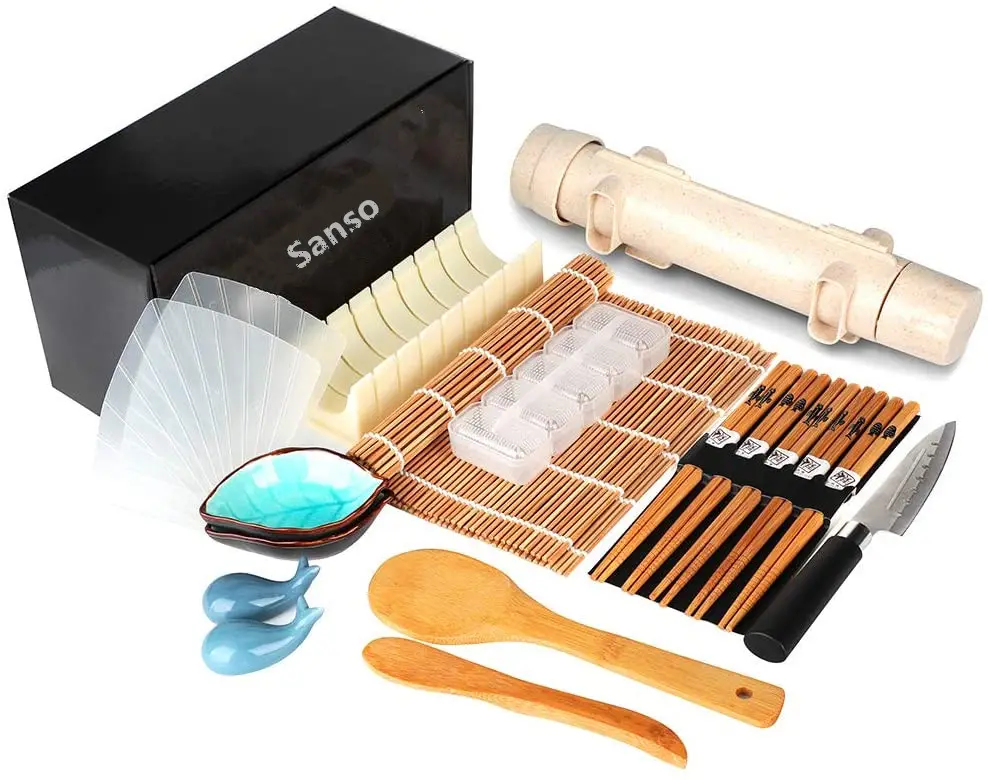 Sushi Making Kit 20 in 1 Sushi Roller Kit Chefs Knife Bamboo Mats Rice Mold