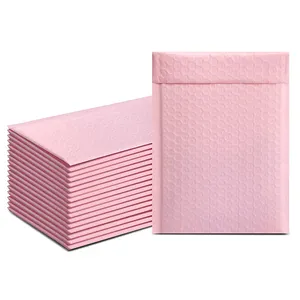 Bolsa de plástico Biodegradable para embalaje, bolsa de polietileno con impresión personalizada, color rosa claro, ecológico, venta al por mayor