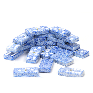 Juego de Dominó Profesional Doble Seis de Melamina <span class=keywords><strong>Efecto</strong></span> Mármol Azul con Pernos Giratorios Dorados y Logo Personalizado - Product Image 3