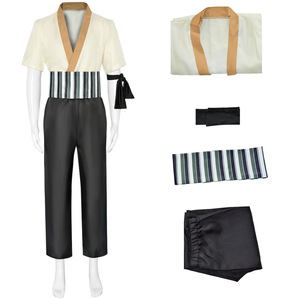 Costume de cosplay One Piece Luffy, kimono rouge avec patchs bleus, tenue d'anime unisexe - Product Image 3
