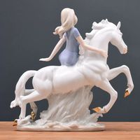 Fille équitation cheval Western femmes ornements décorations pour la maison décorations de caractère en céramique européenne cadeaux de mariage