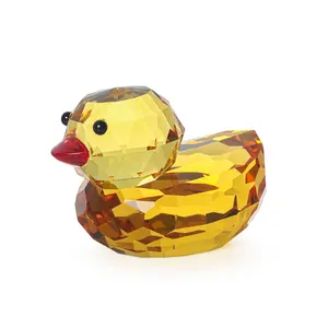 Crystal Yellow Duck Figurines Collectibles Glass Animal Figurine for Table Home Decoration Article Paperweight