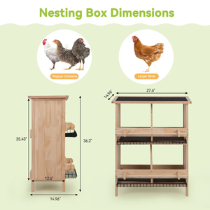 Nido de gallinas de madera de 2 niveles con bandeja extraíble para huevos, caja de puesta para aves de corral al aire libre para gallinero de patio trasero - Product Image 3