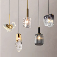 Candelabro de pantalla de cristal de latón moderno contemporáneo VH diseño de lujo Simple para dormitorio ático pequeña lámpara de cobre techo