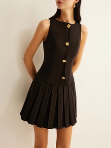 Abito Mini Estivo 2026 da Donna di Buona Qualità, Trasparente, Dolce, Plissettato, Senza Maniche, Vestibilità Slim, Eco-Friendly, per Feste e Serate - Product Image 2